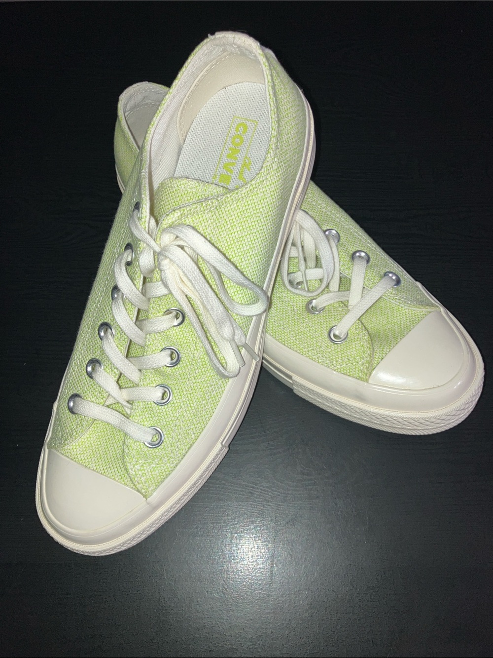 Converse Low Top Sneakers in Light Lime and White